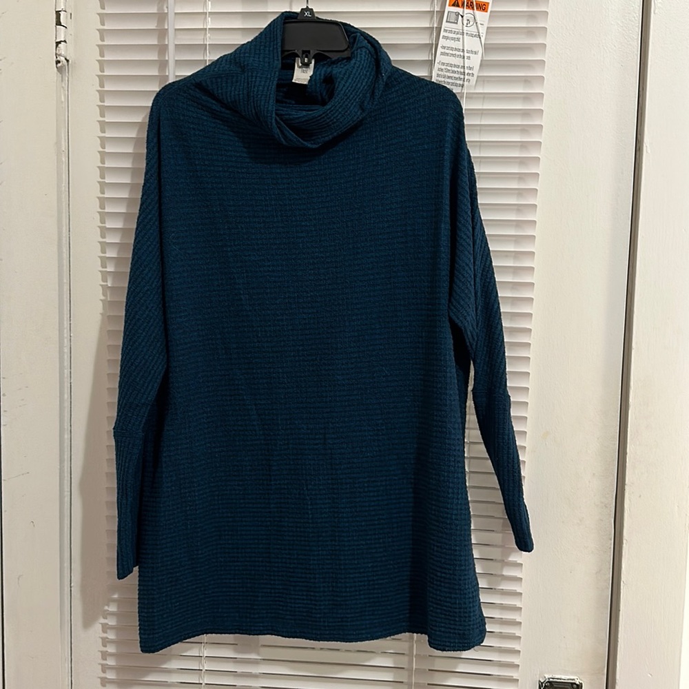 we the free teal blue cowl neck sweater!